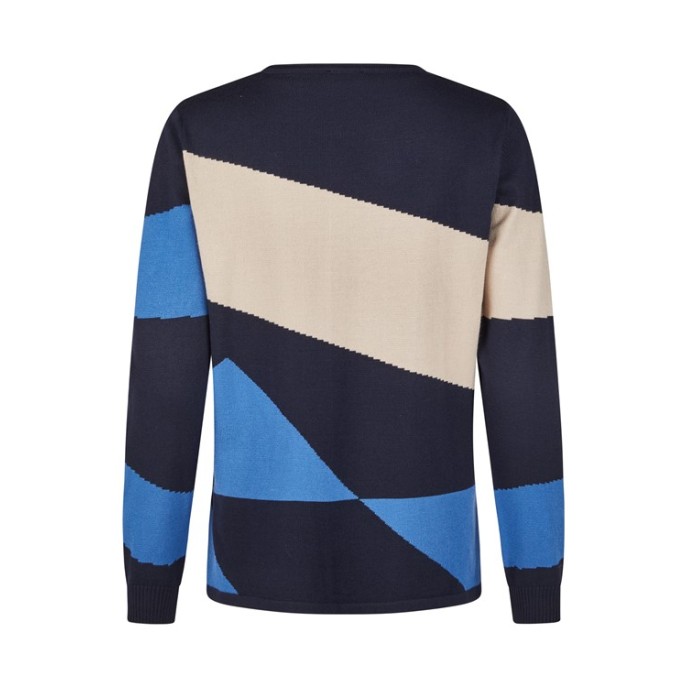 Barbara Lebek trui vlakken Marine Blauw zand